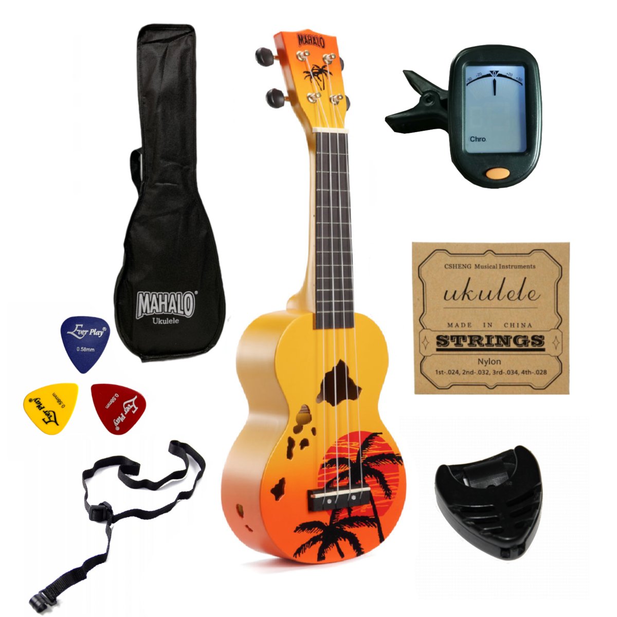 Ukulele sopranowe Hibiscus Orange Burst MAHALO MD1HBORB Designer