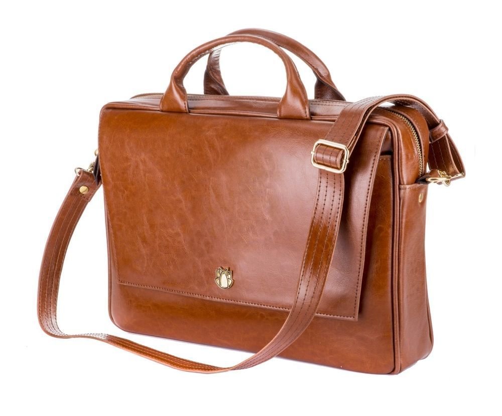 FeliceGold, Torba na laptopa damska FL14 Rimini, skórzana, brązowy vintage