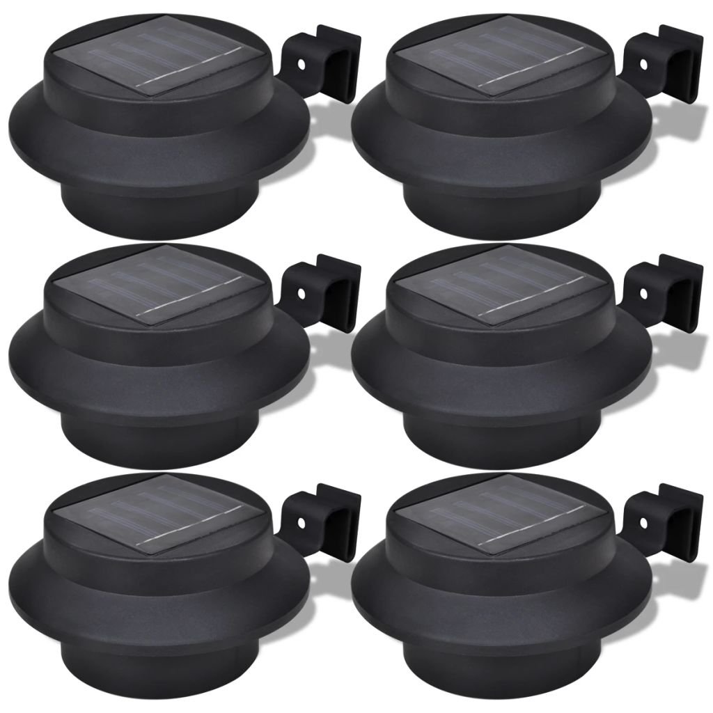 vidaXL Lampy solarne, 6 sztuk, czarne