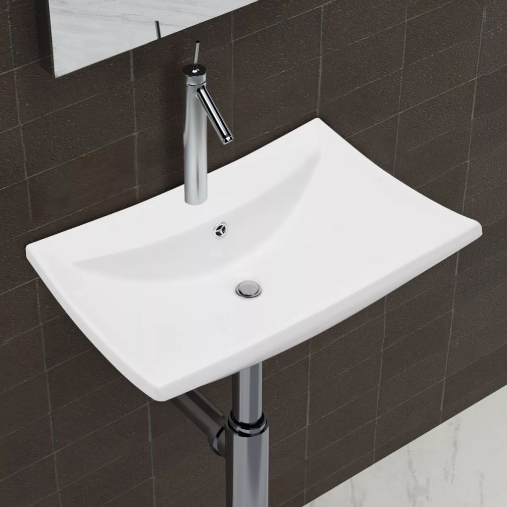 vidaXL Ceramiczna z przelewem oraz otworem na baterie