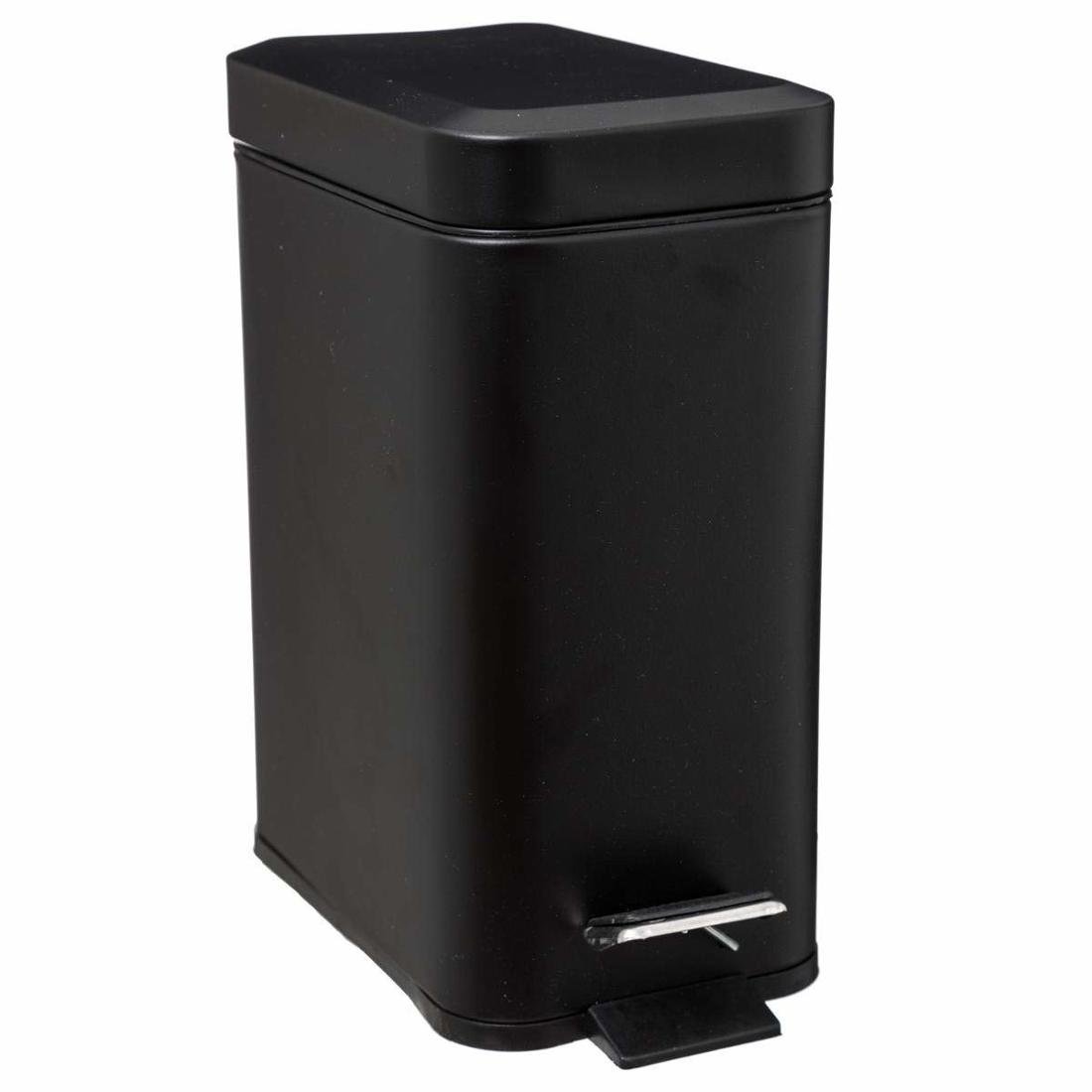 5five Simple Smart Kosz łazienkowy na śmieci prostokątny wykonany z metalu w kolorze czarny mat otwierany stopą 5l B07RGBVWFR
