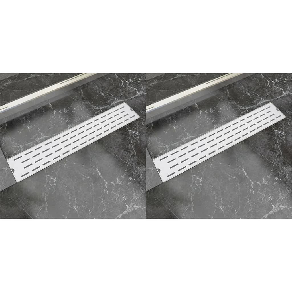 Фото - Донний клапан / трап VidaXL Odpływ prysznicowy liniowy, 2 szt., linie, 630x140 mm, stal Lumarko! 