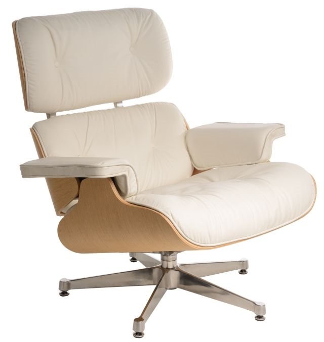 D2.Design Fotel Vip biały/natural oak/srebrna baza 42300
