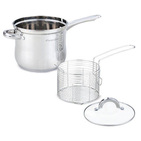 Kamille Garnek, rondel do frytek, makaronu z sitkiem 3,5L 5852