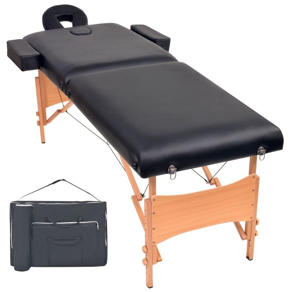 vidaXL Składany stół do masażu, dwuczęściowy, grubość 10 cm, czarny vidaXL