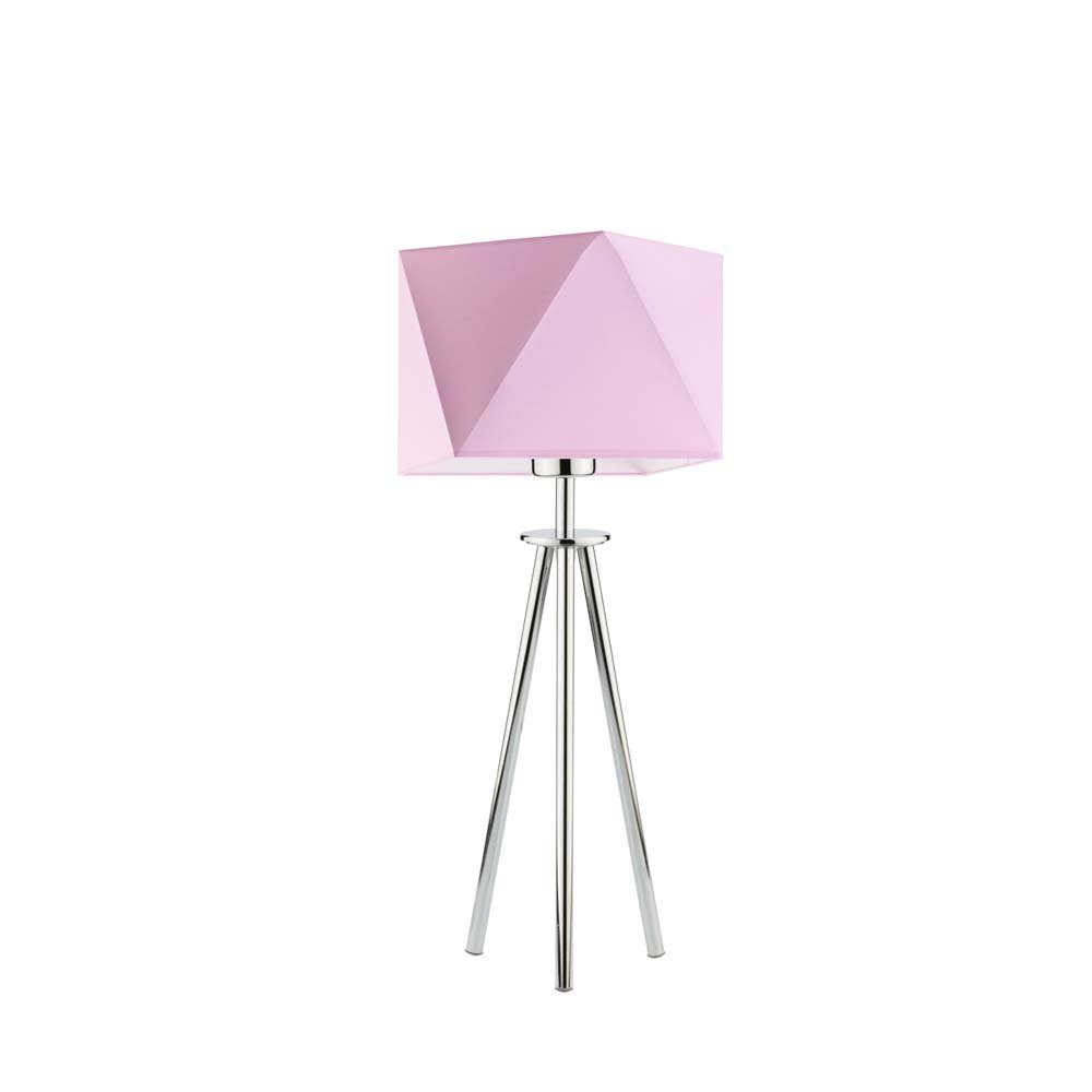 Lampka nocna LYSNE Soveto, 60 W, E27, jasnoróżowa/chrom, 50x23 cm