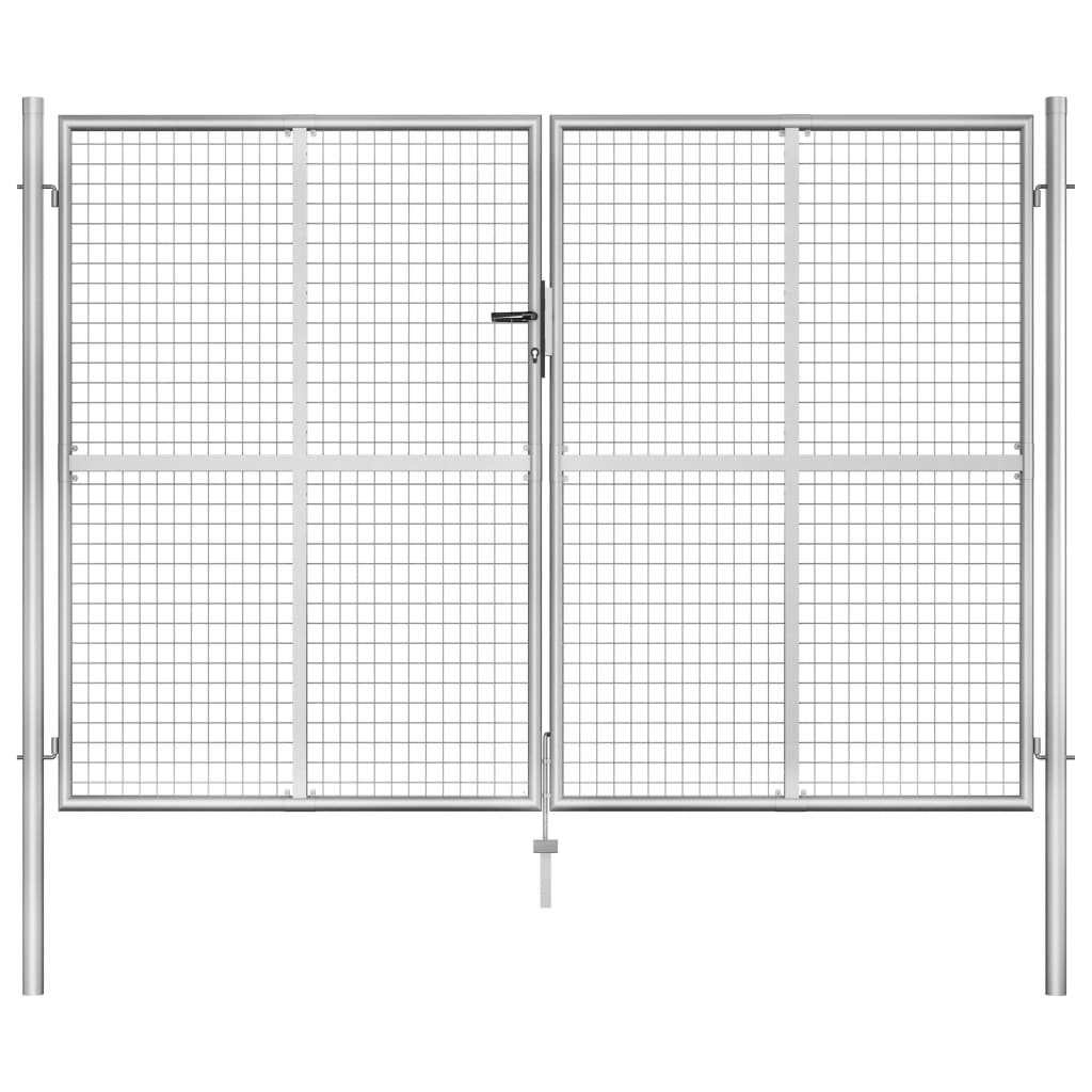 Brama ogrodowa, galwanizowana stal, 306x225 cm, srebrna