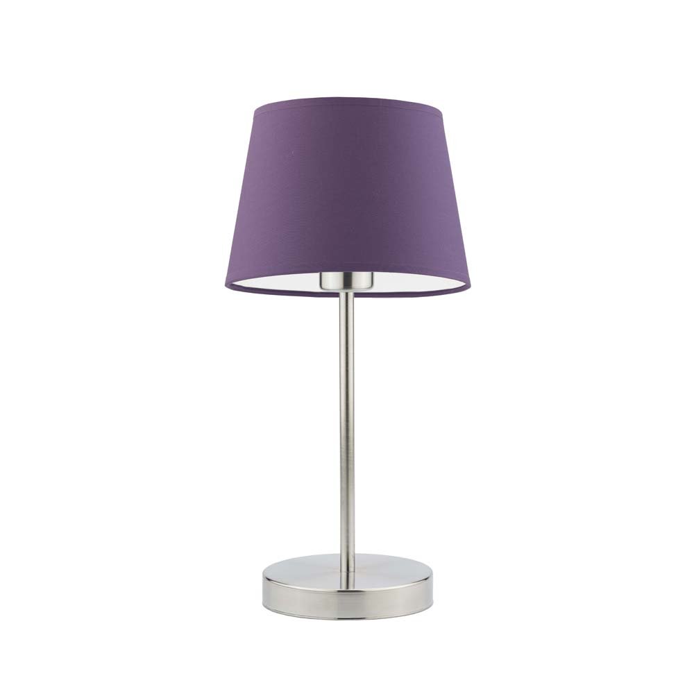 Lampka nocna LYSNE Siena, 60 W, E27, fioletowa/stalowa, 41,5x19,5 cm