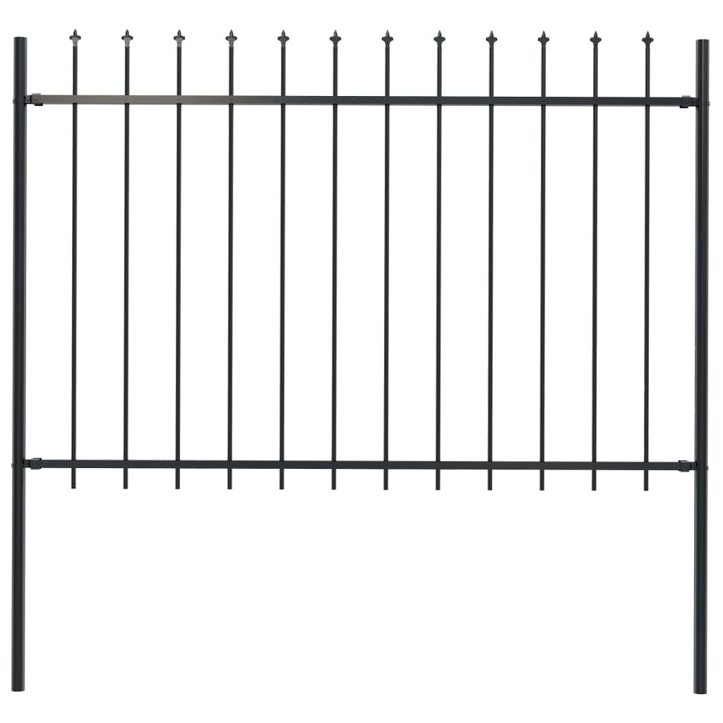 Vidaxl ogrodzeniowe z grotami, stal, 1,7 x 1,2 m, czarne