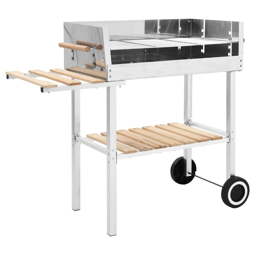 vidaXL Grill węglowy XXL na wózku, stal nierdzewna, z 2 półkami