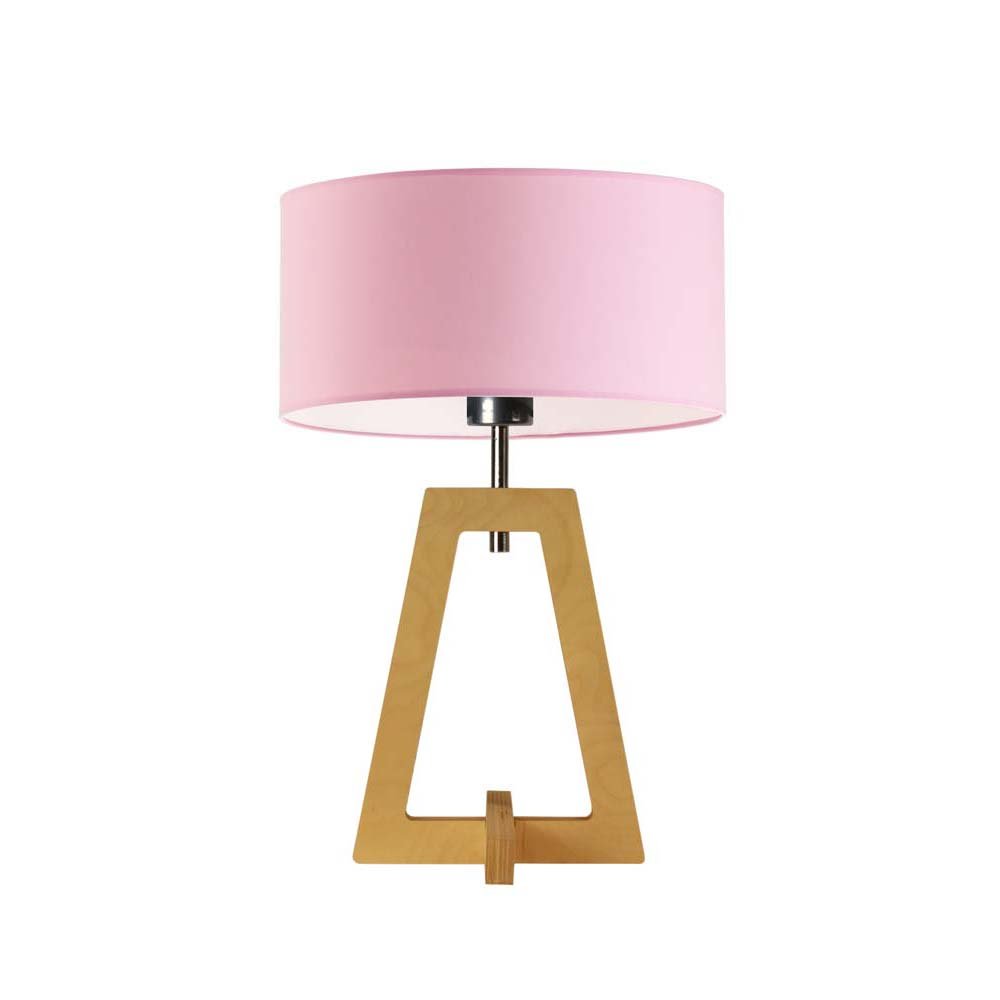 Lampka nocna LYSNE Clio, jasnoróżowa, dębowa, E27, 47x30 cm