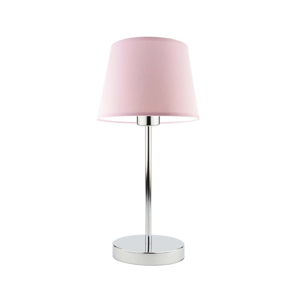 Lampka nocna LYSNE Siena, 60 W, E27, jasnoróżowa/chrom, 41,5x19,5 cm