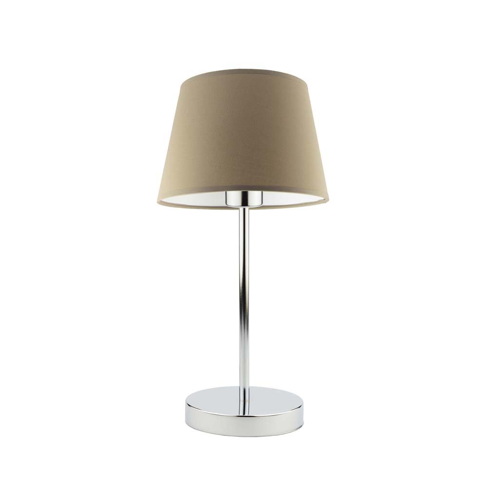 Lampka nocna LYSNE Siena, 60 W, E27, beżowa/chrom, 41,5x19,5 cm