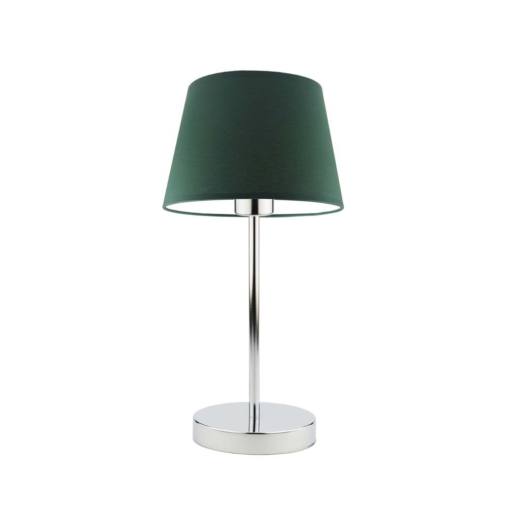 Lampka nocna LYSNE Siena, 60 W, E27, zieleń butelkowa/chrom, 41,5x19,5 cm