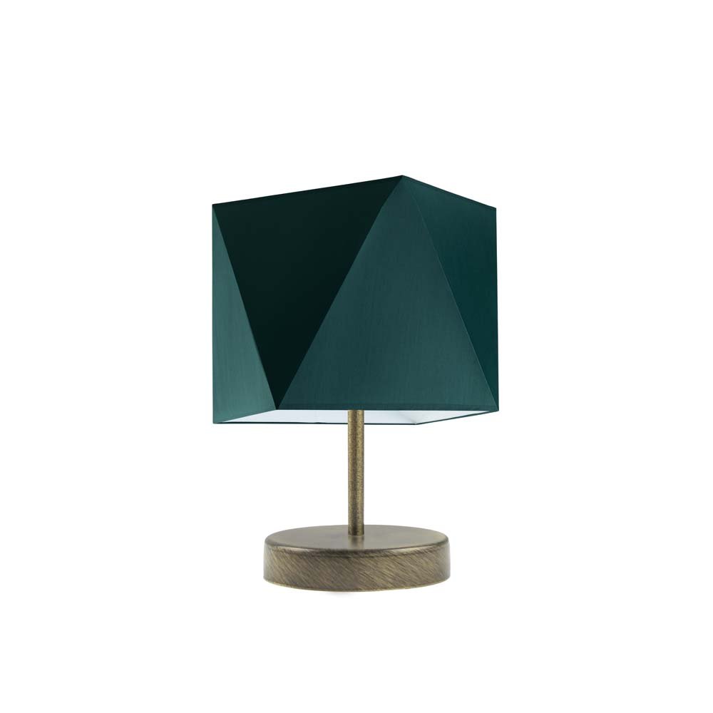 Lampka nocna LYSNE Pasadena, 60 W, E27, zieleń butelkowa/złota, 30x23 cm