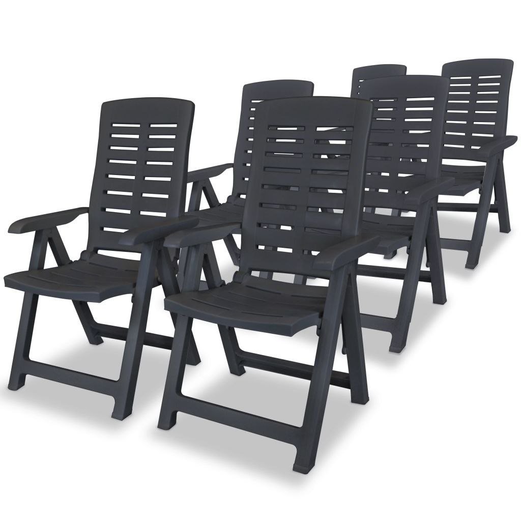 vidaXL Rozkładane krzesła ogrodowe, 6 szt., antracytowe, 60x61x108 cm