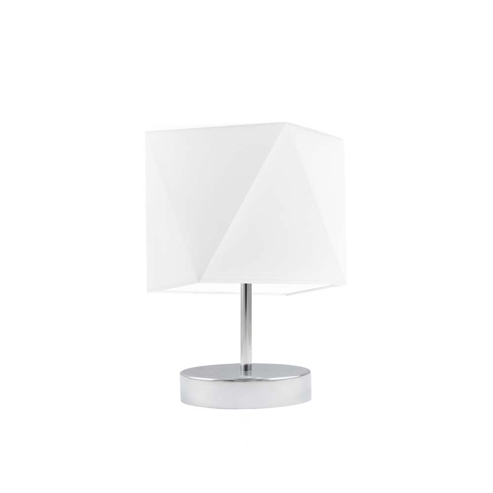 Lampka nocna LYSNE Pasadena, 60 W, E27, biała/chrom, 30x23 cm