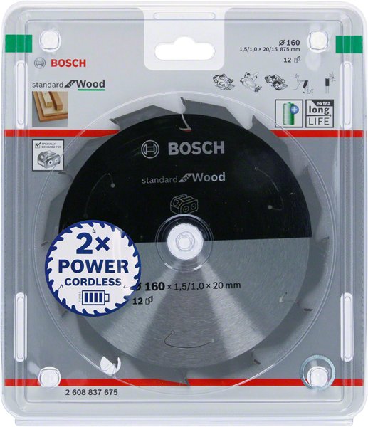 Piła standard BOSCH Wood Accu, 160x20 mm, 12 zębów