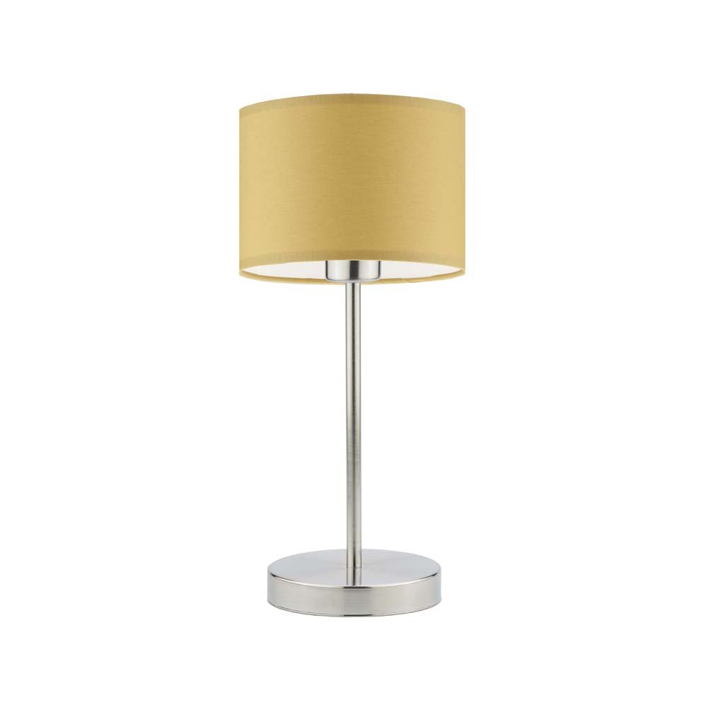 Lampka nocna LYSNE Nicea, 60 W, E27, musztardowa/stalowa, 39,5x17,5 cm