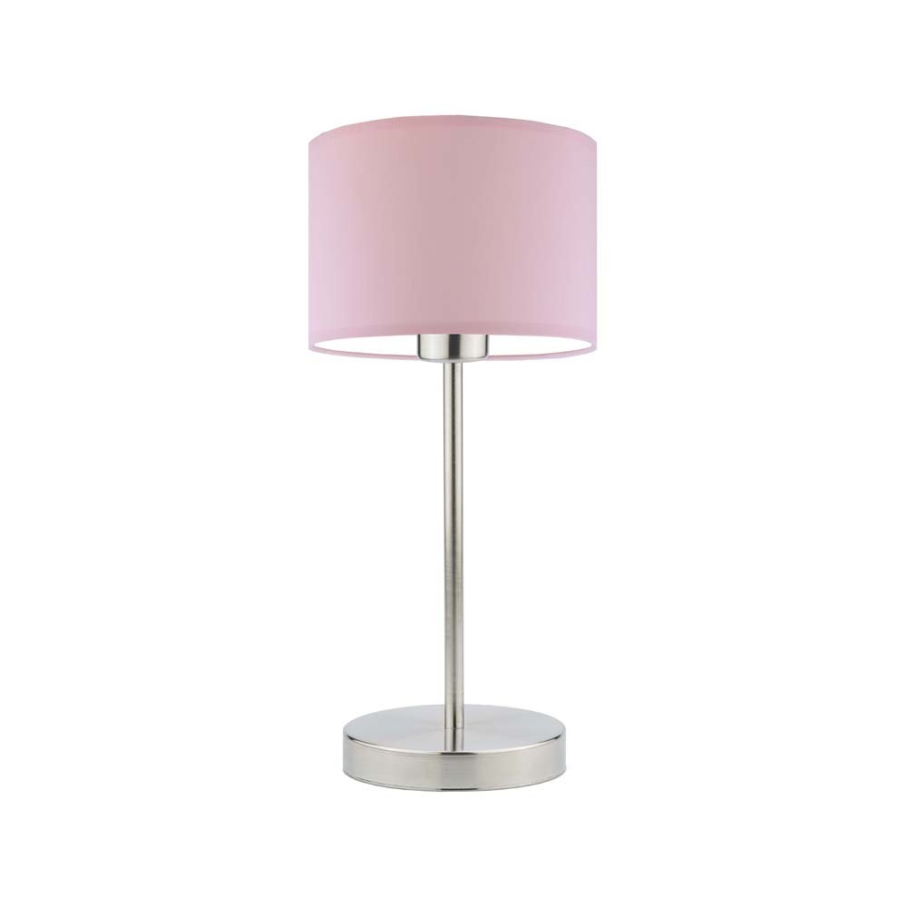 Lampka nocna LYSNE Nicea, 60 W, E27, jasnoróżowa/stalowa, 39,5x17,5 cm