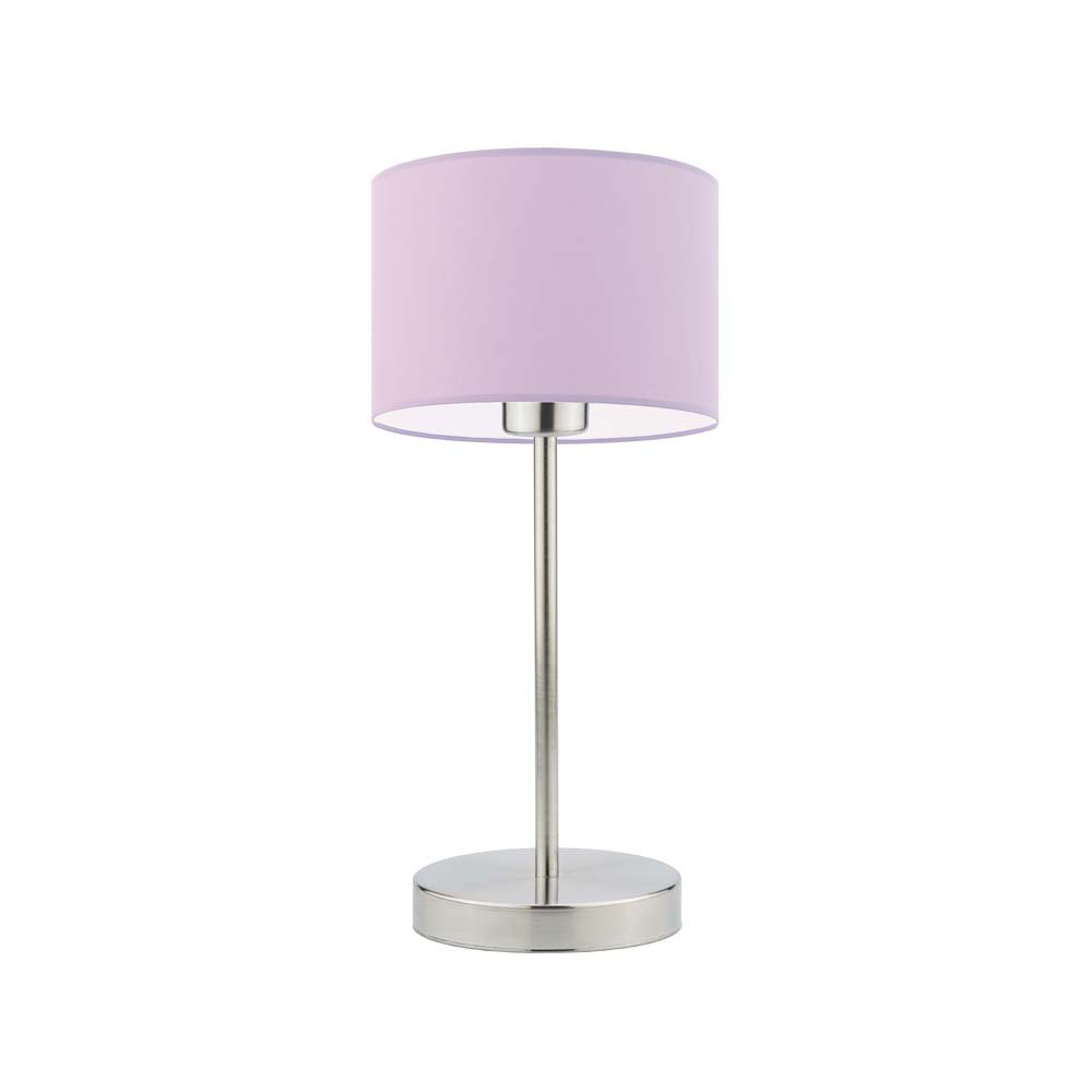 Lampka nocna LYSNE Nicea, 60 W, E27, jasnofioletowa/stalowa, 39,5x17,5 cm