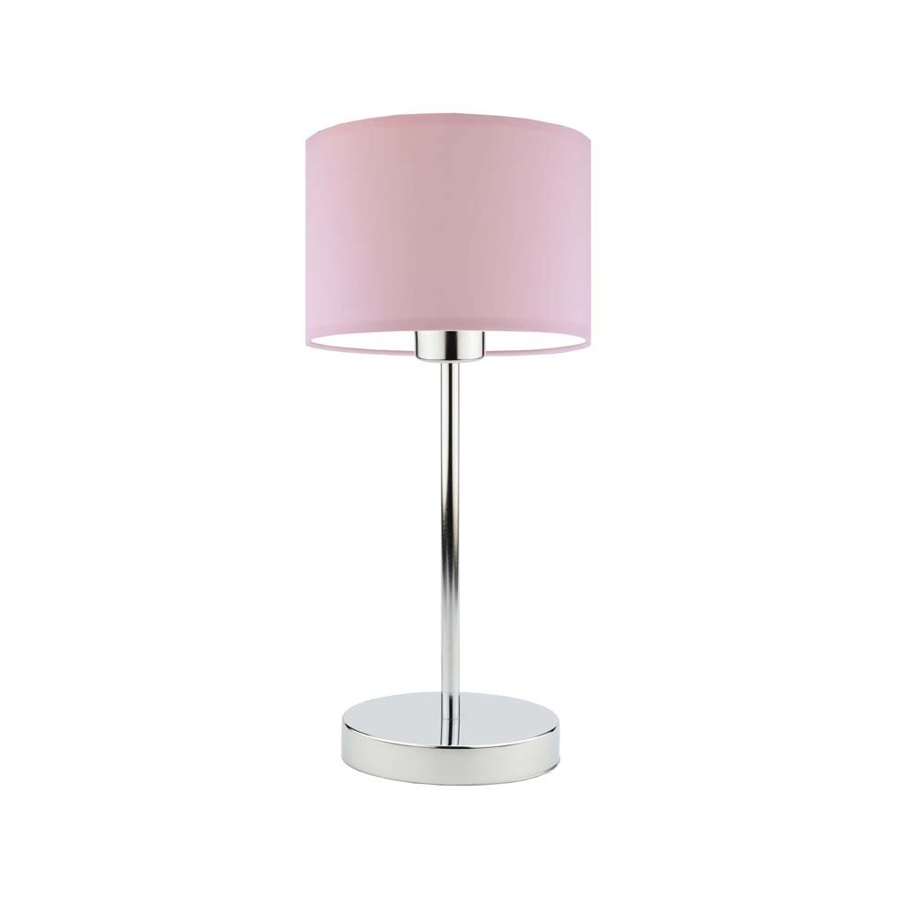 Lampka nocna LYSNE Nicea, 60 W, E27, jasnoróżowa/chrom, 39,5x17,5 cm