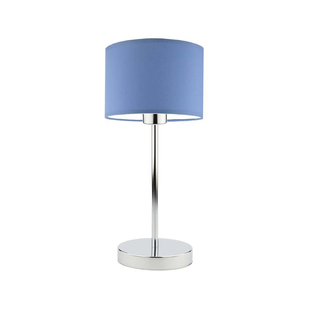 Lampka nocna LYSNE Nicea, 60 W, E27, niebieska/chrom, 39,5x17,5 cm