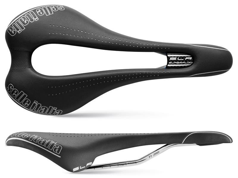 Selle Italia Slr Super Flow Męskie Siodełko Sportowe, Stelażem Tytanowym, Czarny (20I041A130JQA001)