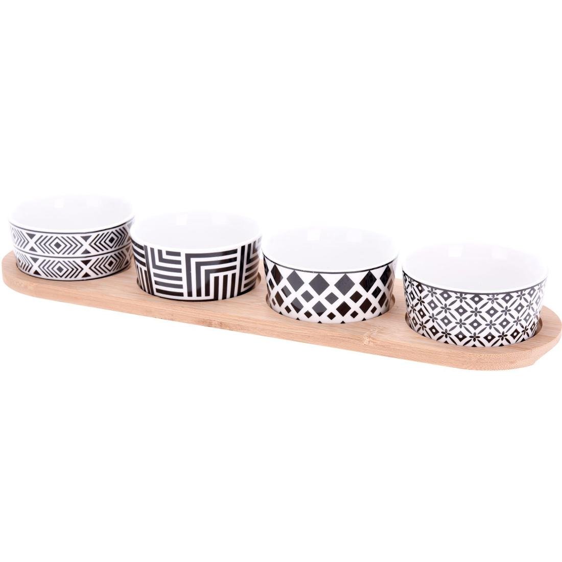 EH Excellent Houseware Miseczka kokilka porcelanowa 4 szt na podstawce tacy
