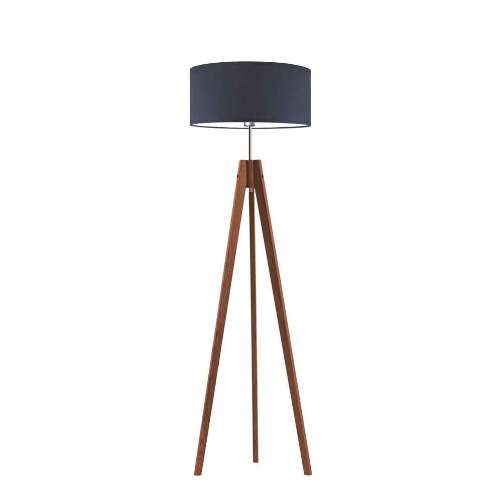 Lysne Lampa podłogowa HAITI abażur granatowy stelaż mahoniowy