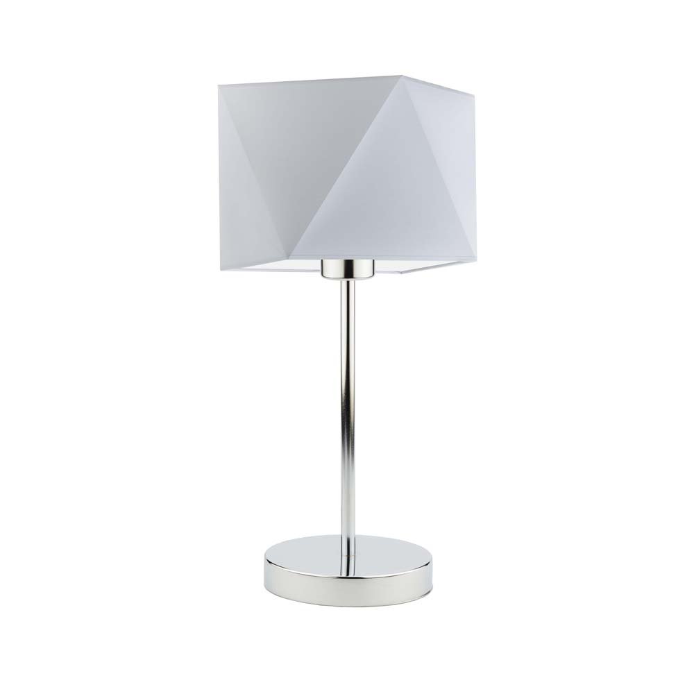 Lampka nocna LYSNE Wuhu, 60 W, E27, jasnoszara/chrom, 43x23 cm