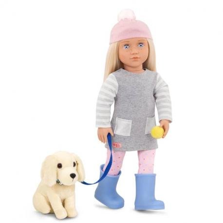 OurGeneration, lalka Meagan ze szczeniakiem rasy Golden Retriver, 46cm
