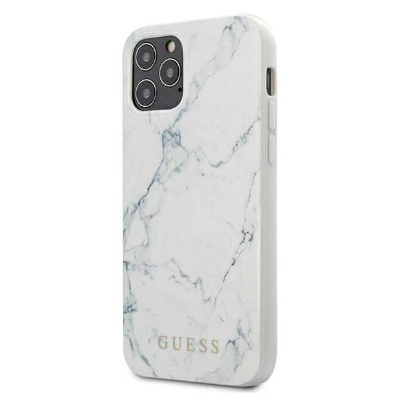 Guess Marble - Etui na iPhone 12 Mini biały GUHCP12SPCUMAWH