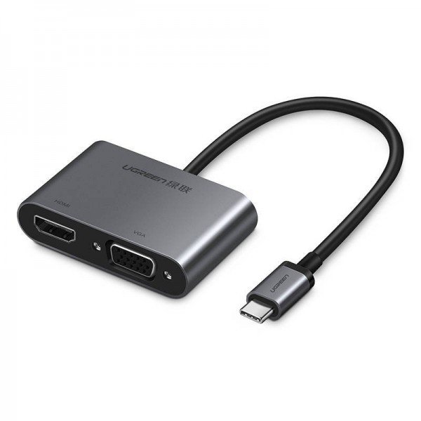 UGREEN Adapter UGREEN USB-C do VGA + HDMI 4K, 25cm (srebrny) UGR323SLV