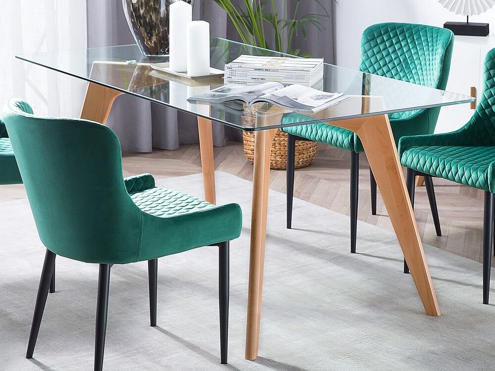 Beliani Stół do jadalni szklany 160 x 90 cm HUDSON