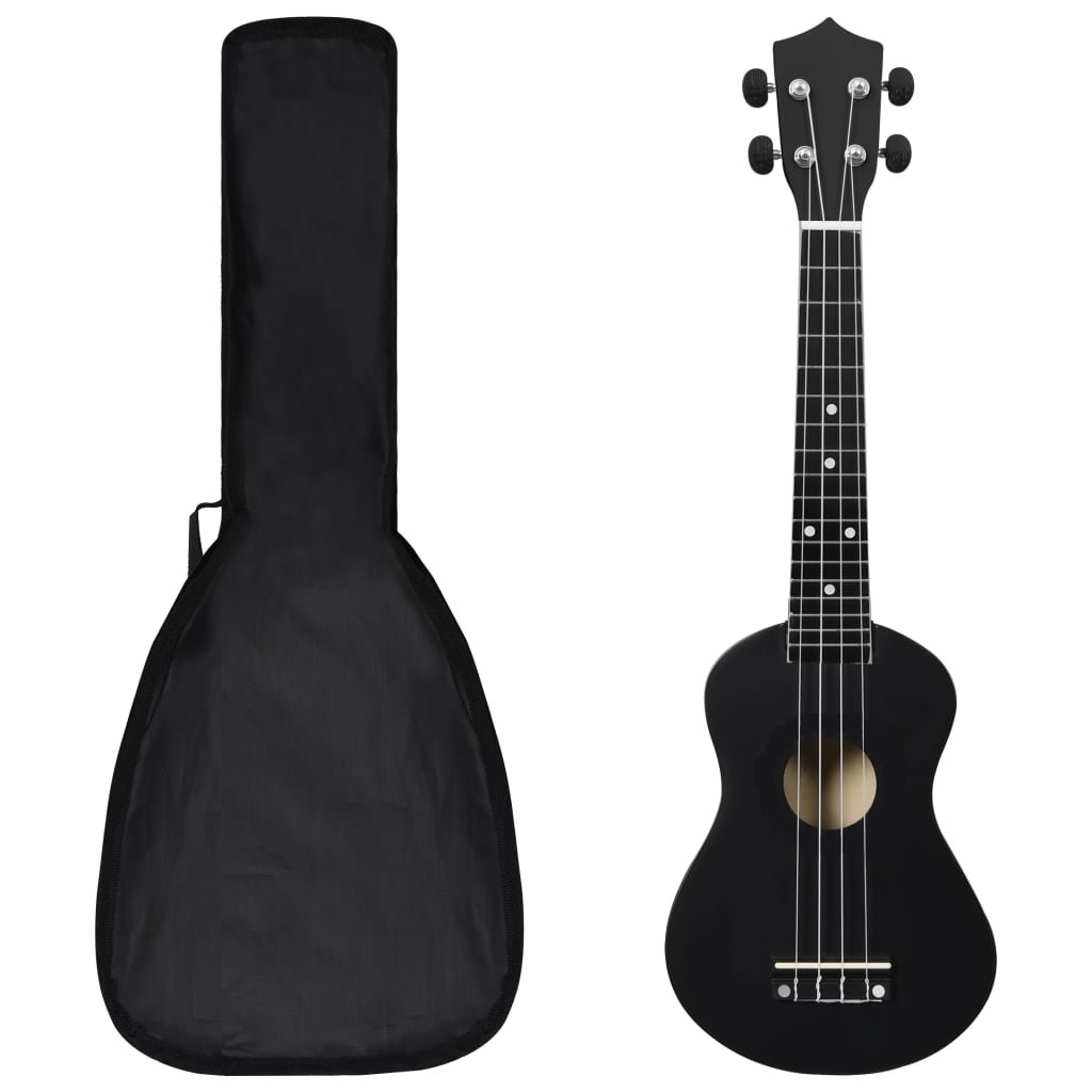 vidaXL Ukulele sopranowe z pokrowcem dla dzieci czarne 23 70152