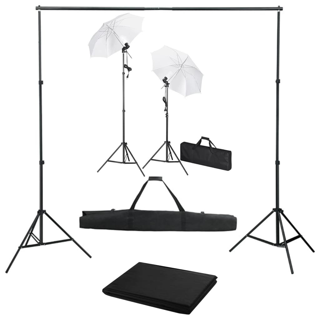 vidaXL Lampa studyjna Fotograficzny zestaw studyjny z tłem lampami i parasolkami 3055085