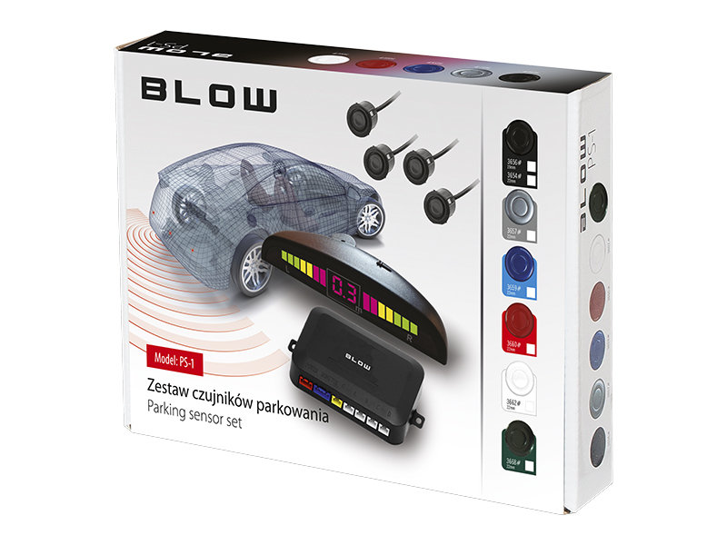 BLOW Czujniki parkowania PS-1 z wyświetlaczem LED i buzzerem 4 sensory 22mm zielone WD43-9327