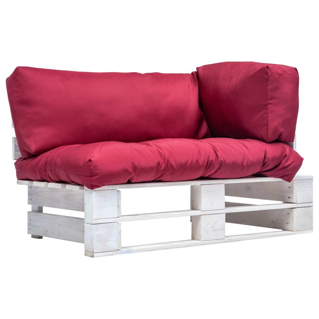 vidaXL Sofa ogrodowa z palet z czerwonymi poduszkami, sosna FSC