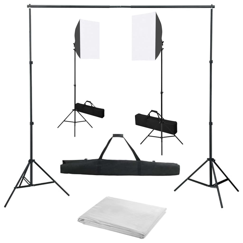 vidaXL Lampa studyjna Fotograficzny zestaw studyjny z lampami softbox i tłem 3055056