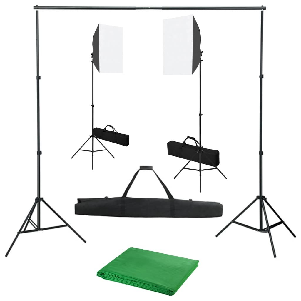vidaXL Lampa studyjna Fotograficzny zestaw studyjny z lampami softbox i tłem 3055060