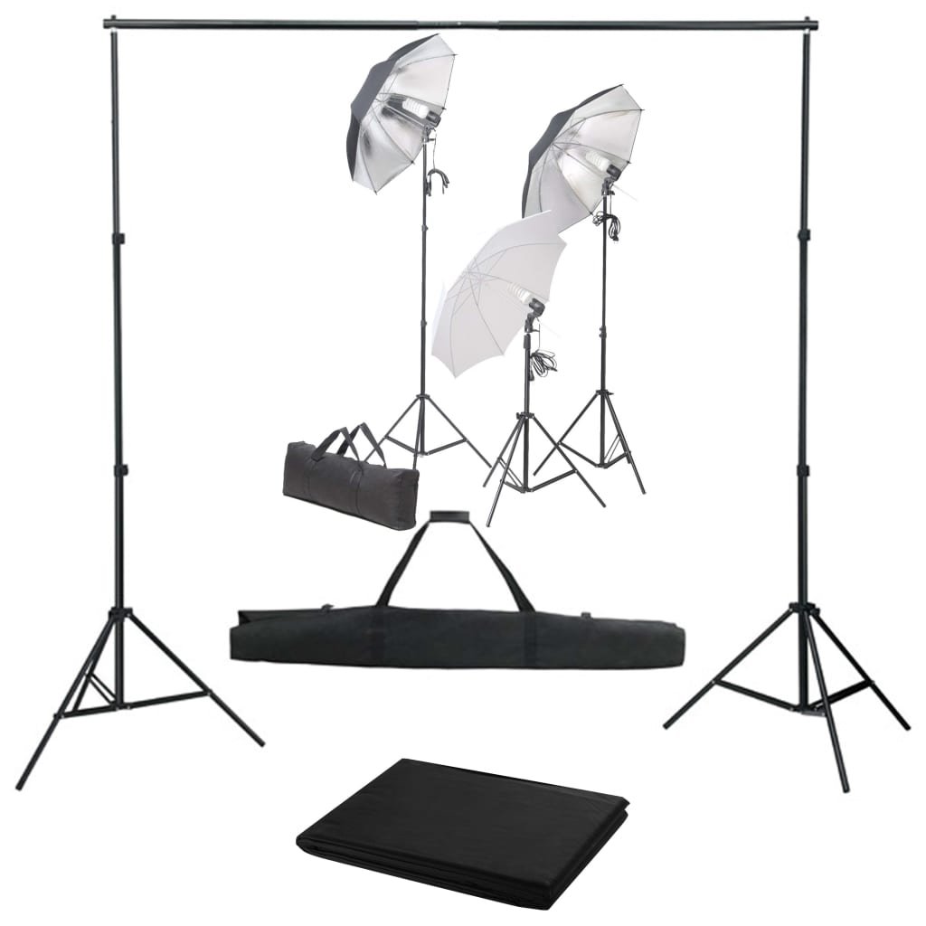 vidaXL Lampa studyjna Fotograficzny zestaw studyjny z lampami i tłem 3055118