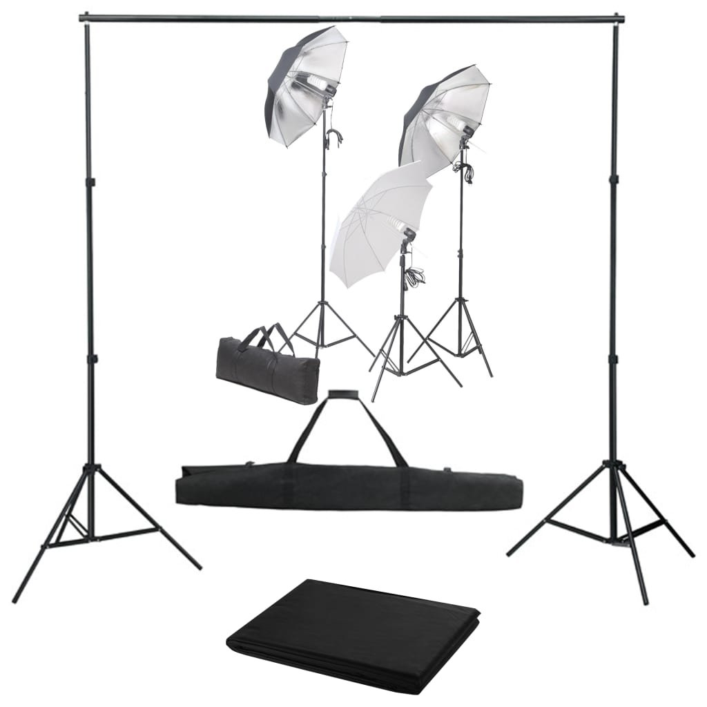 vidaXL Lampa studyjna Fotograficzny zestaw studyjny z lampami i tłem 3055124