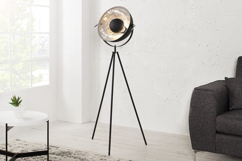 Invicta Interior Lampa podłogowa Renoxe 140cm czarno-srebrna i-36619