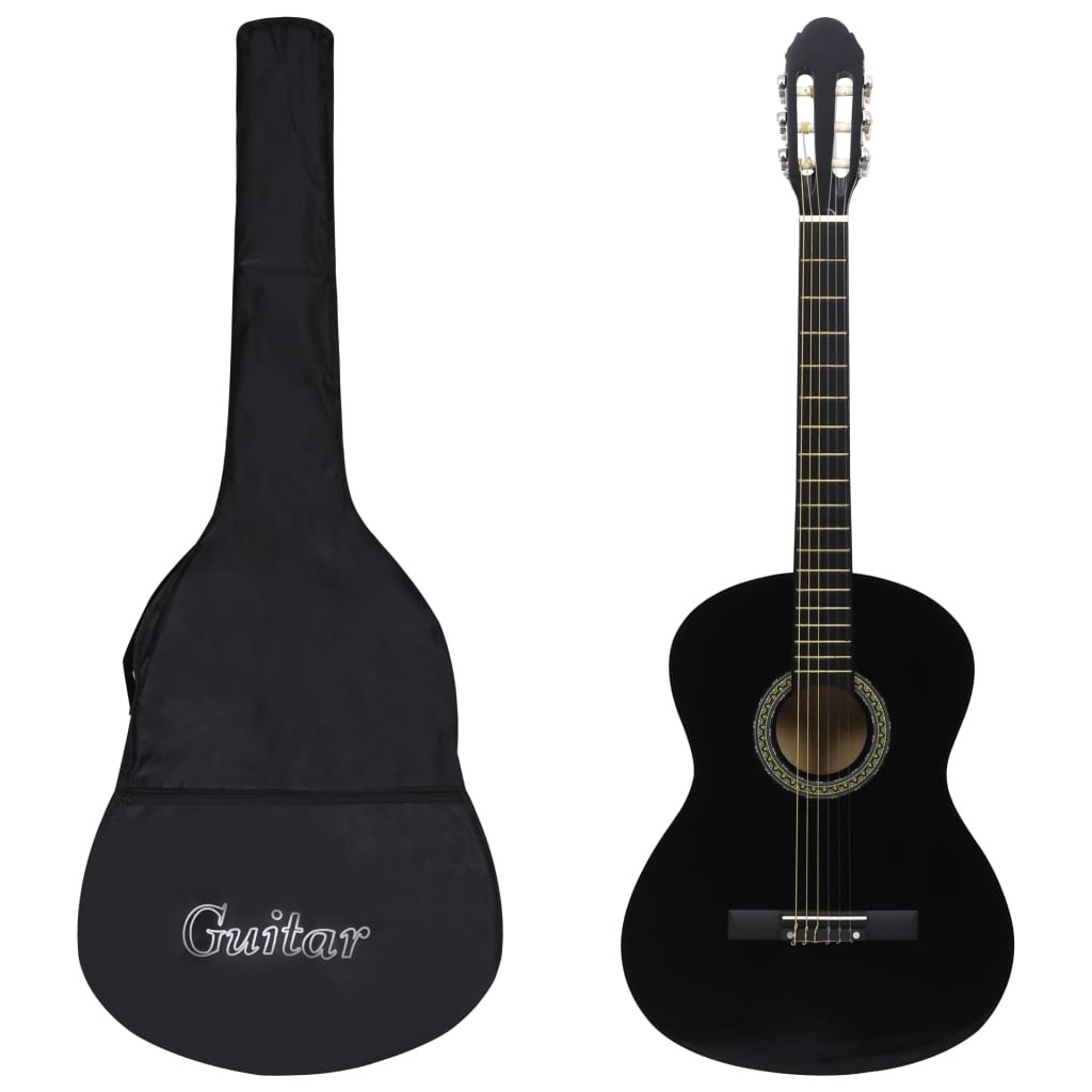 vidaXL 12-częściowy zestaw z gitarą klasyczną czarny 4/4 39 70111