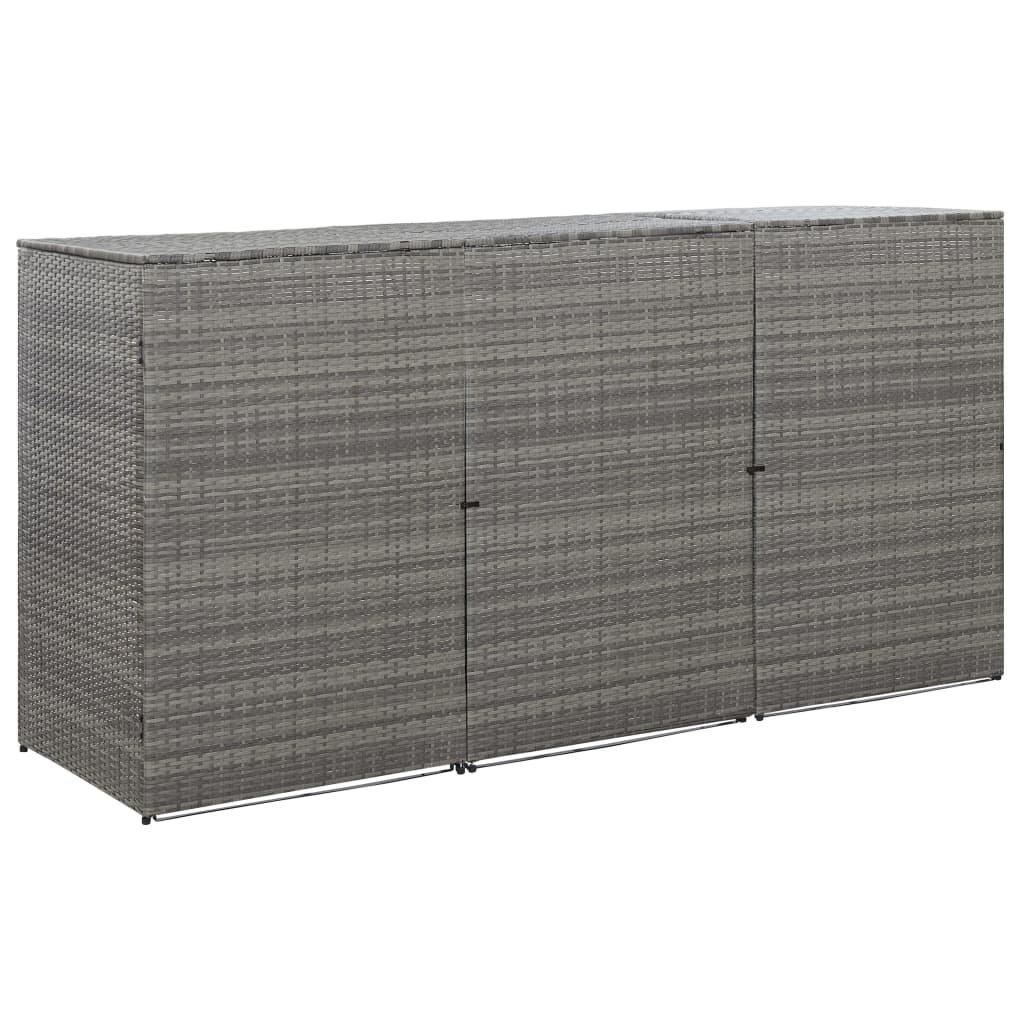 vidaXL Osłona na 3 kosze na śmieci, antracyt, 229x78x120 cm, rattan PE vidaXL