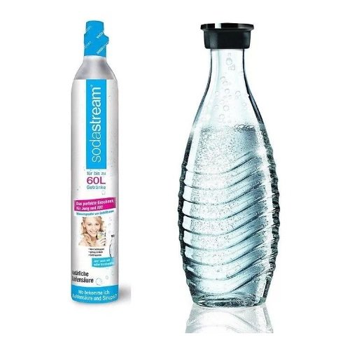 SodaStream zestaw uzupełniający (1 x nabój z CO2 na 60 l napoju i 1 x karafka szklana o pojemności 0,6 l) 1100065490