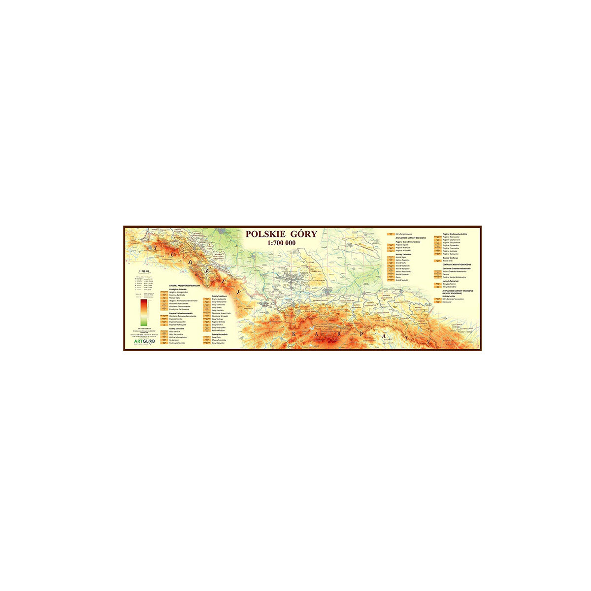 ArtGlob, Polskie góry - mapa zdrapka na podkładzie 1:700 000
