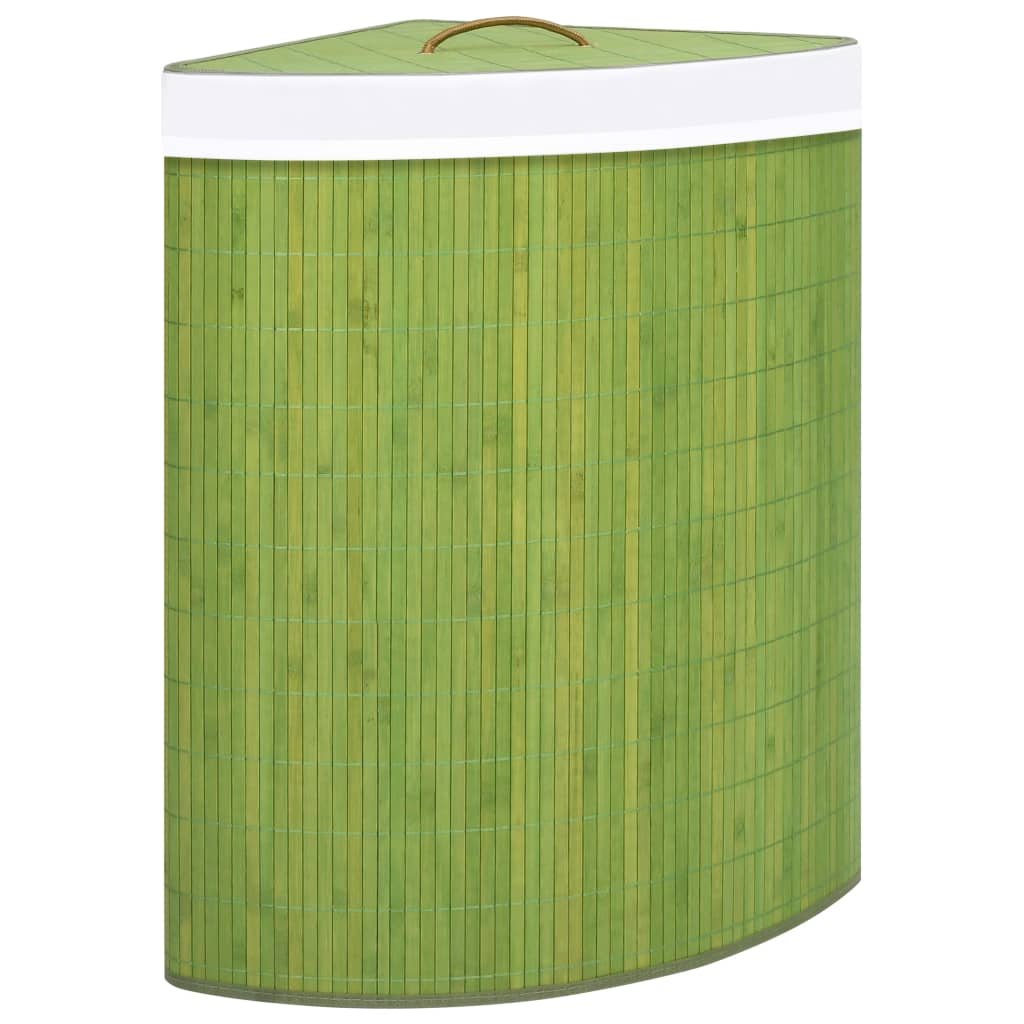 vidaXL Bambusowy kosz na pranie, narożny, zielony, 60 L vidaXL