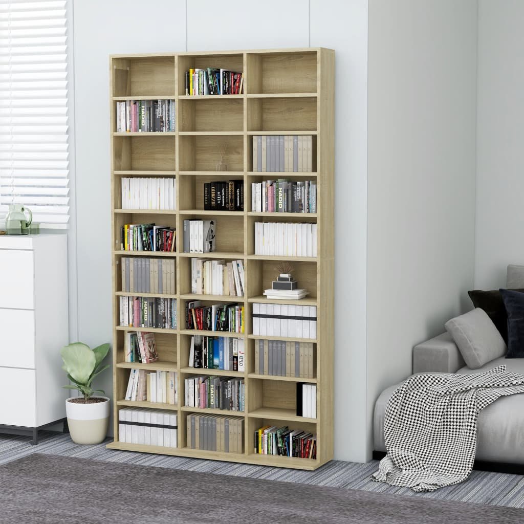 vidaXL Szafka na płyty CD, dąb sonoma, 102x16x177,5 cm, płyta wiórowa vidaXL